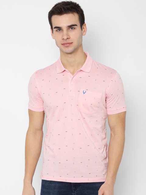 

Allen Solly Men Pink & Navy Blue Printed Polo Collar T-shirt