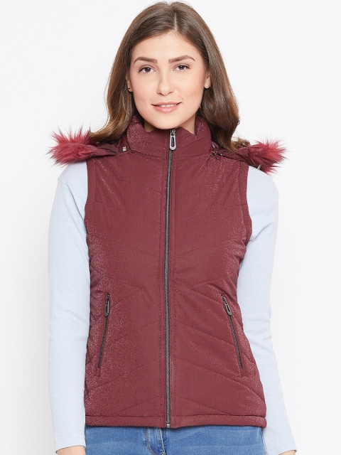 

METTLE Women Maroon Solid Puffer Jacket
