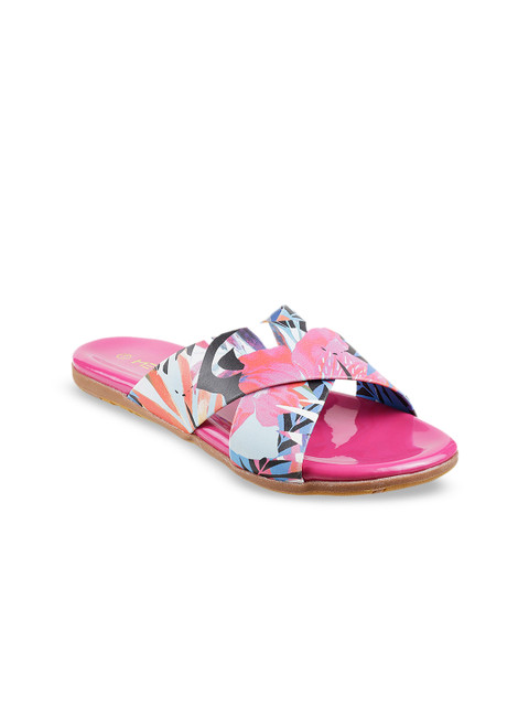 

Metro Women Pink & Blue Printed Open Toe Flats