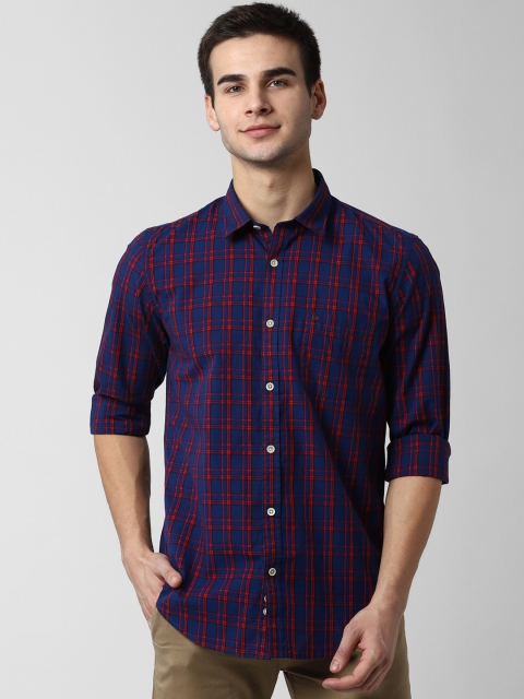 

Peter England Casuals Men Navy Blue & Red Slim Fit Checked Casual Shirt