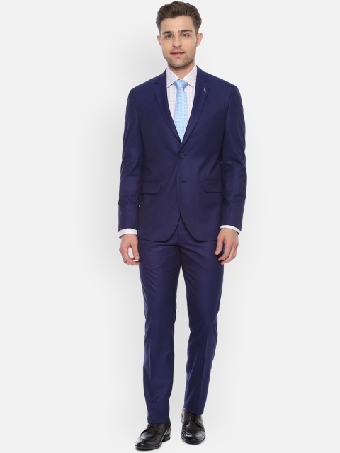 

Van Heusen Men Blue Slim Fit Self-Design Single-Breasted Formal Suit