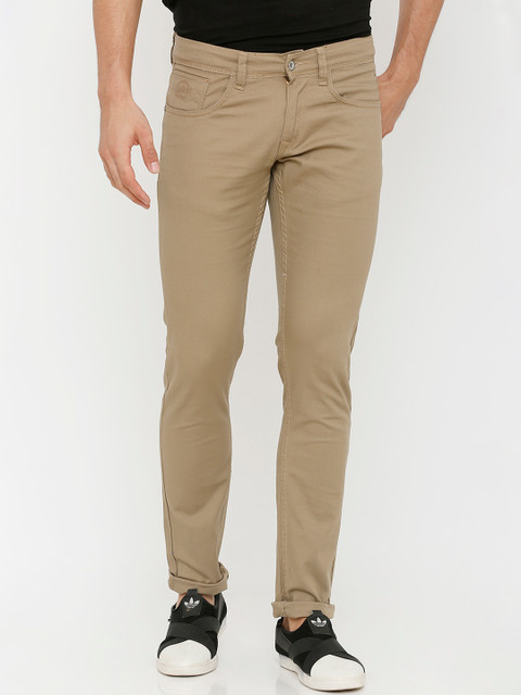 

Rex Straut Jeans Men Khaki Brown Slim Fit Mid-Rise Clean Look Jeans