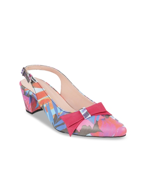 

Metro Women Pink & Green Printed Mules