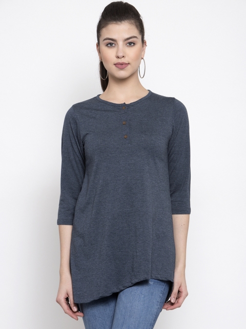 

Kalt Women Navy Blue Solid Asymmetric Tunic