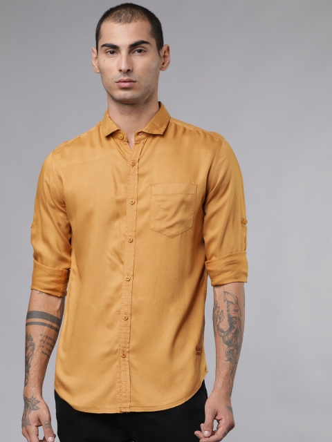 

Ecko Unltd Men Mustard Slim Fit Solid Casual Shirt