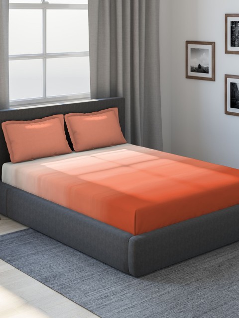 

DDecor Orange Solid 140 TC Cotton 1 Double King Bedsheet with 2 Pillow Covers