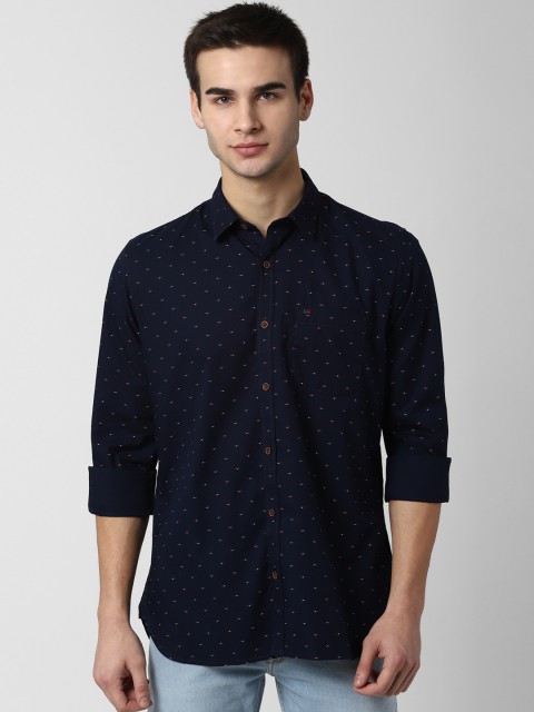 

Peter England Casuals Men Navy Blue Slim Fit Printed Casual Shirt