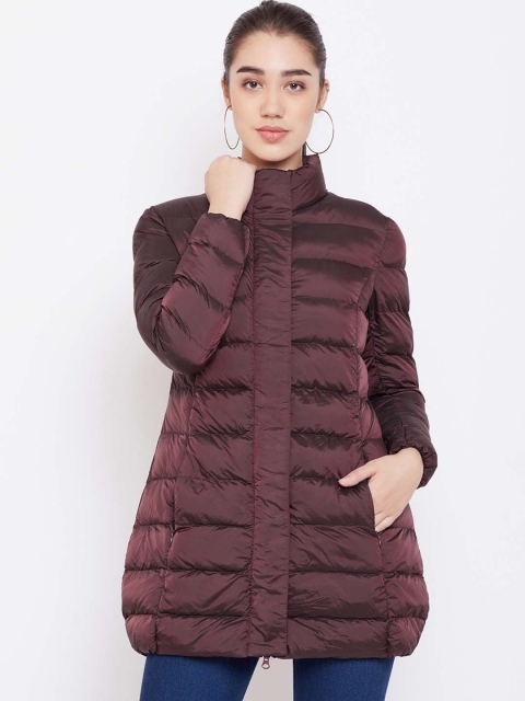 

METTLE Women Burgundy Solid Puffer Jacket