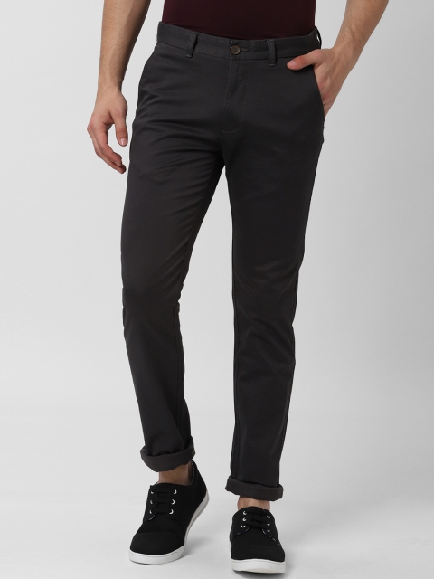 

Peter England Casuals Men Charcoal Grey Slim Fit Self Design Regular Trousers