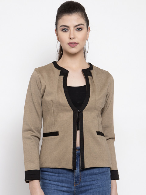 

armure Women Beige Solid Lightweight Open Front Jacket