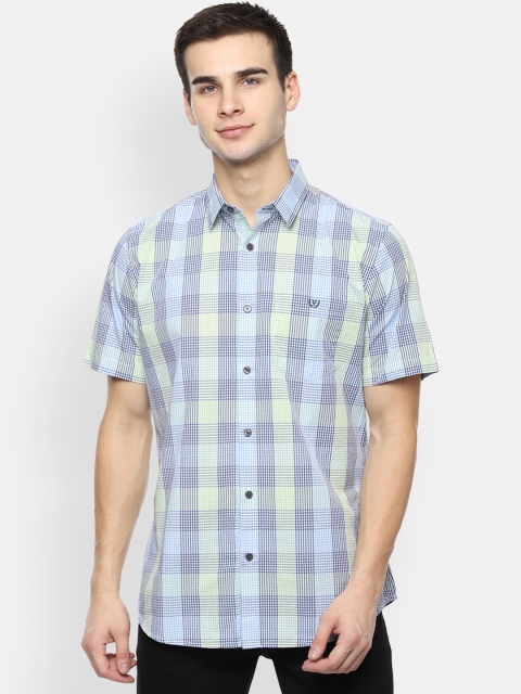 

Van Heusen Sport Men Blue & Green Slim Fit Checked Casual Shirt