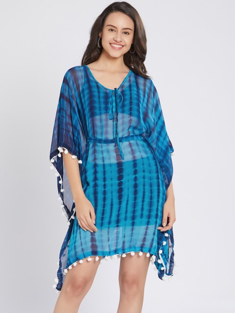 

Mirchi Fashion Women Turquoise Blue Printed Kaftan Cover-Up Dress
