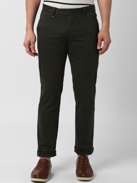 

Peter England Casuals Men Olive Green Slim Fit Solid Regular Trousers