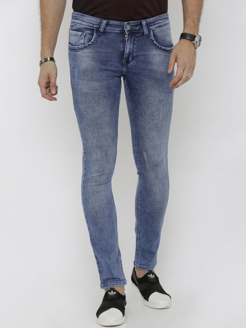 Rex Straut Jeans Men Blue Slim Fit Mid-Rise Clean Look Jeans