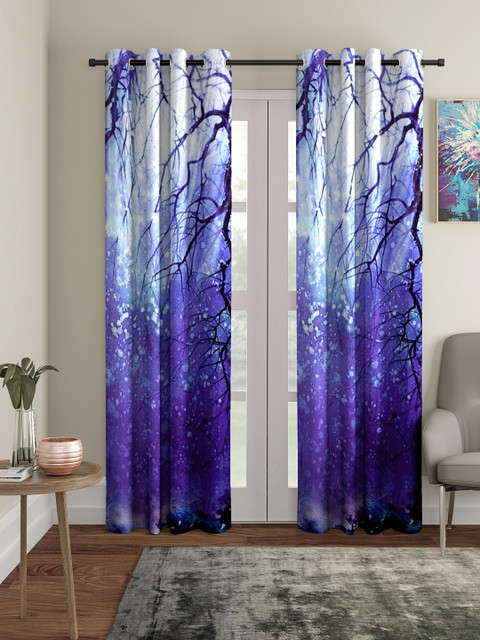

Home Sizzler Blue & White Set of 2 Long Door Curtains