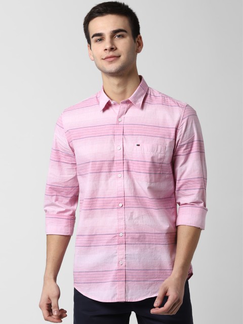 

Peter England Casuals Men Pink Slim Fit Striped Casual Shirt