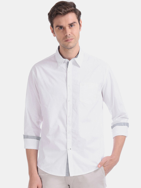 

Ruggers Men White Slim Fit Solid Casual Shirt
