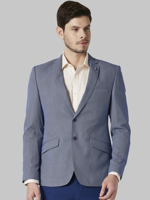 

Park Avenue Men Blue Self-Design Super Slim-Fit Single-Breasted Formal Blazer