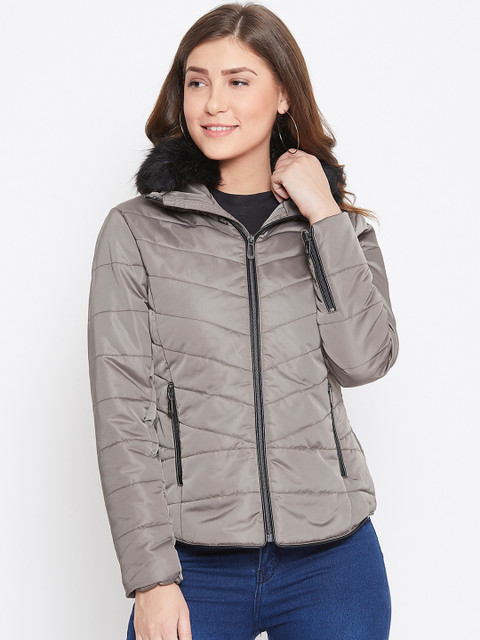 

METTLE Women Grey Solid Puffer Jacket