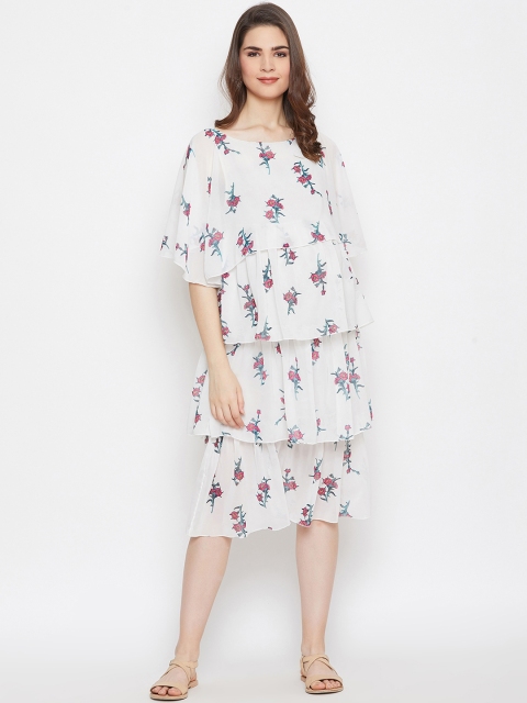 

The Kaftan Company Women Maternity White Printed Fit and Flare Dress