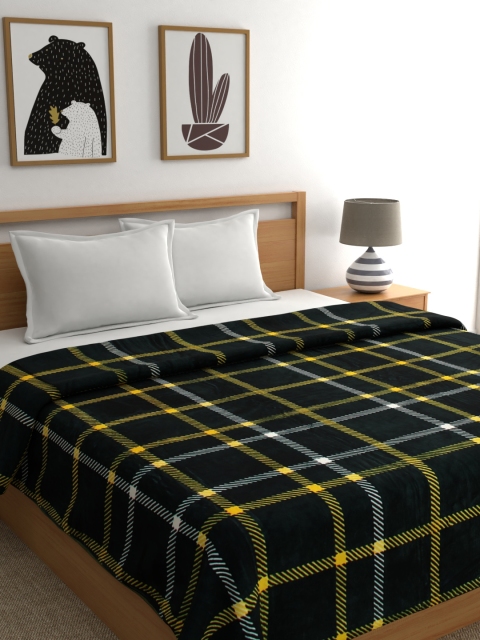 

A Homes Grace Green & Yellow Checked Mild Winter 350 GSM Double Bed Blanket