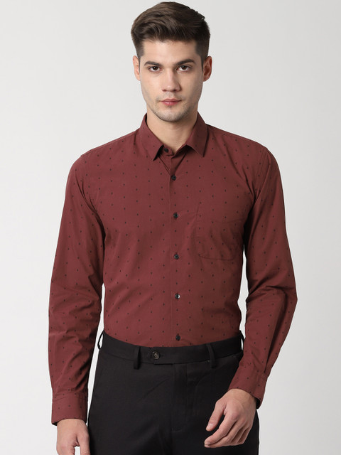 

Peter England Men Brown Slim Fit Printed Formal Shirt