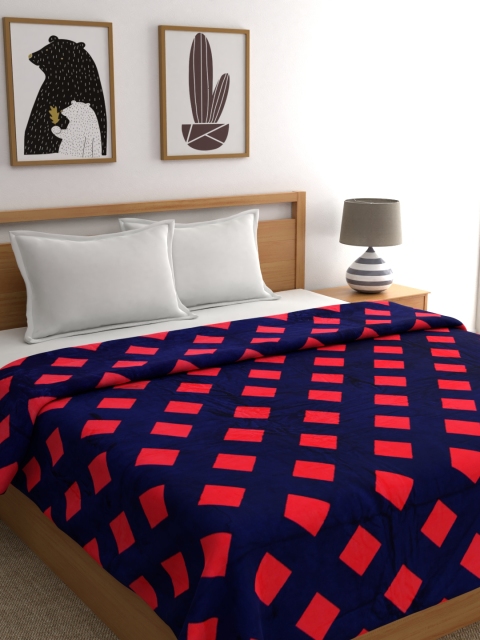 

A Homes Grace Navy Blue & Red Geometric Mild Winter 350 GSM Double Bed Blanket