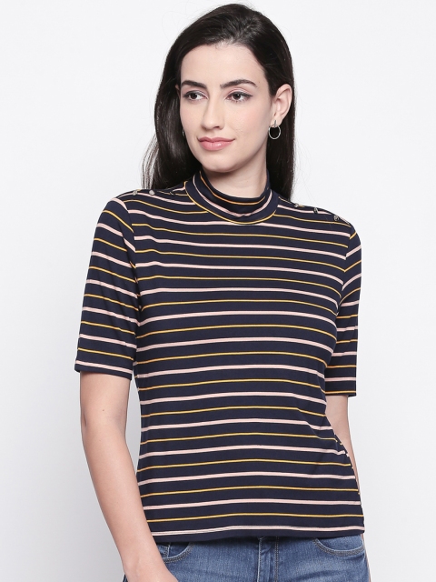 

Annabelle by Pantaloons Women Navy Blue & Peach Striped Top