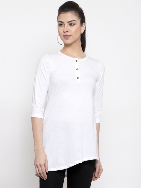 

Kalt Women White Solid Asymmetric Tunic