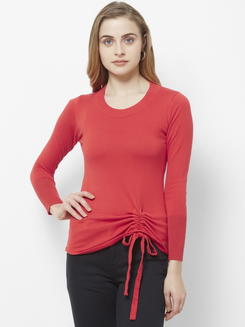 

bebe Women Coral Red Solid Sweatshirt