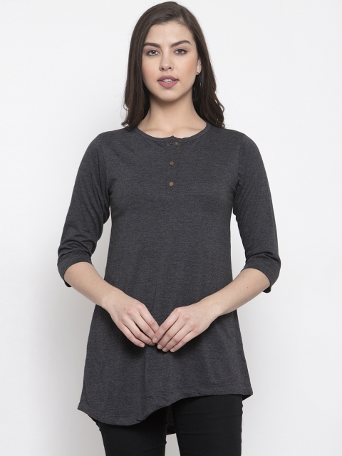 

Kalt Women Charcoal Grey Solid Asymmetric Tunic