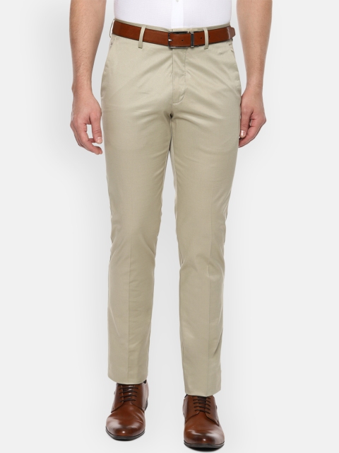 

Louis Philippe Men Beige Slim Fit Solid Formal Trousers