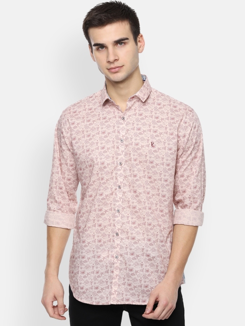 

V Dot Men Pink Slim Fit Printed Casual Shirt