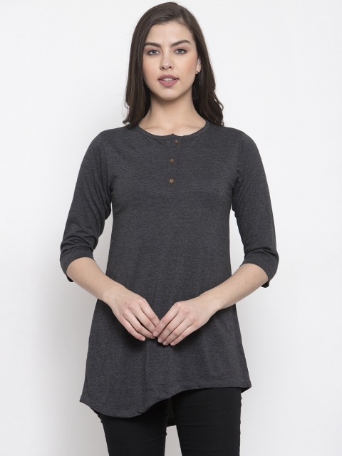 

Kalt Women Charcoal Grey Solid Asymmetric Tunic