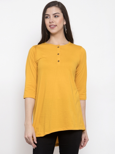 

Kalt Women Mustard Yellow Solid Asymmetric Tunic