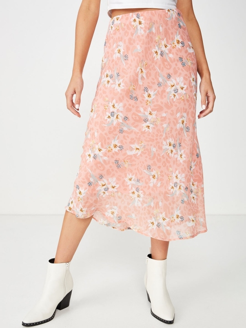 

COTTON ON Women Pink & White Floral Printed A-Line Midi Skirt