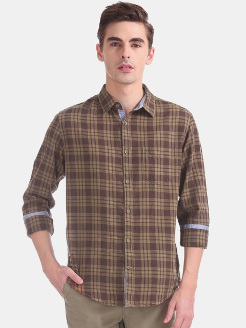 

Ruggers Men Brown Slim Fit Checked Casual Shirt