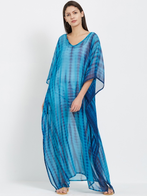 

Mirchi Fashion Women Turquoise Blue Printed Kaftan Cover-Up Dress