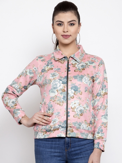 

armure Women Pink Printed Lightweight Tailored Suede Jacket