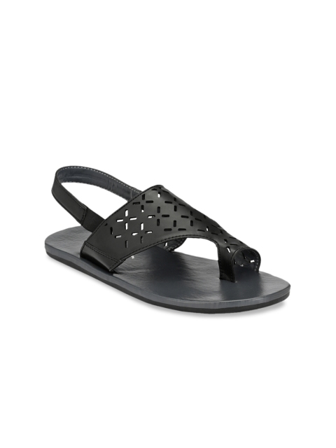 

Big Fox Men Black Comfort Sandals With Laser Cut Detailing
