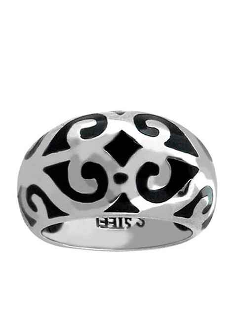 

Inox Jewelry Silver-Toned & Black Stainless Steel Ring