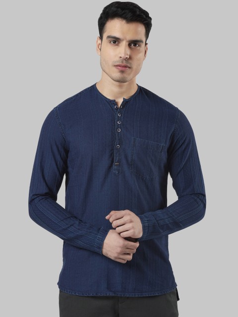 

Ethnix by Raymond Men Navy Blue Solid Straight Kurta