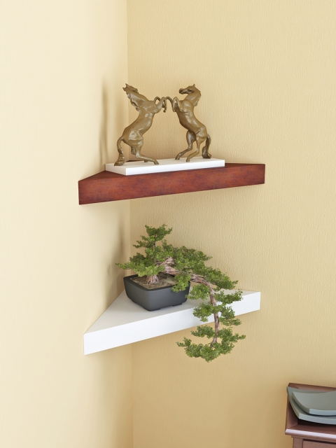 

Home Sparkle Brown & White MDF Corner Wall Shelf