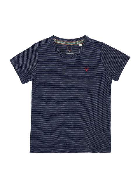 

Allen Solly Junior Boys Navy Blue Striped Round Neck T-shirt