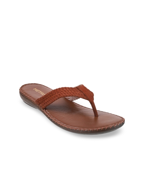

Metro Women Brown Textured Open Toe Flats