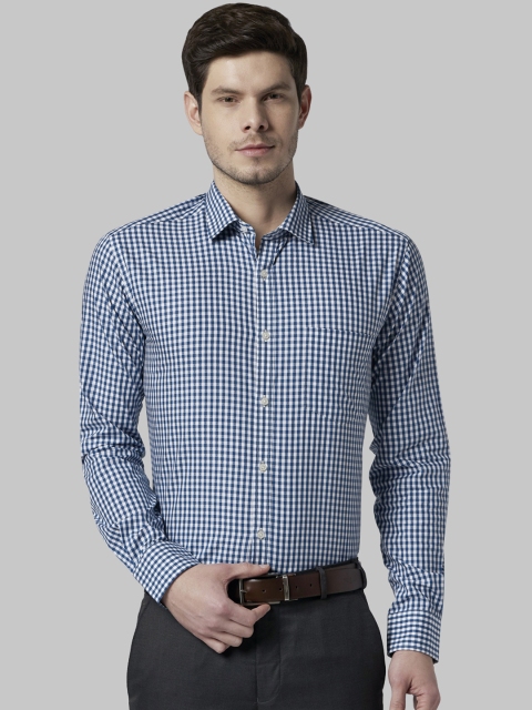 

Park Avenue Men Blue & White Slim Fit Checked Formal Shirt