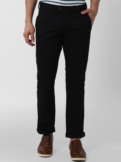 

Peter England Casuals Men Black Slim Fit Solid Regular Trousers