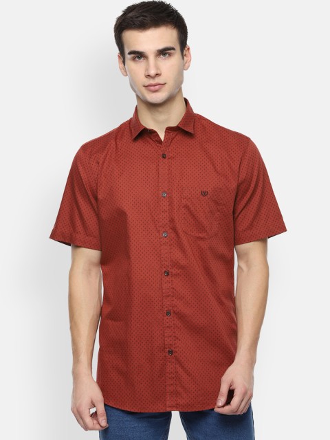 

Van Heusen Sport Men Rust Brown & Black Slim Fit Printed Casual Shirt