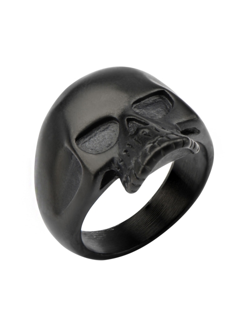 

Inox Jewelry Men Black Stainless Steel Hallowed Jaw Skull-Shaped Finger Ring