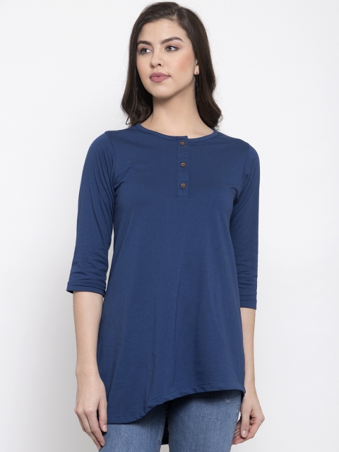 

Kalt Women Navy Blue Solid Asymmetric Tunic